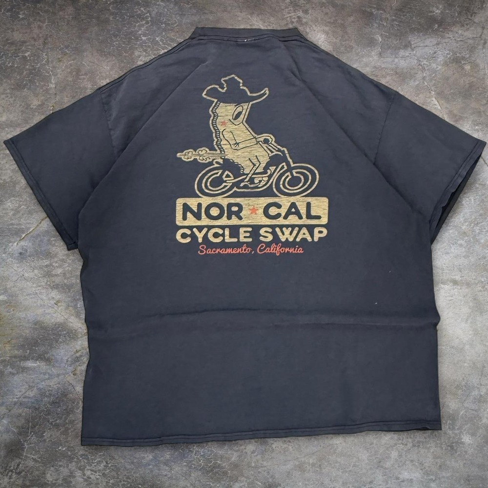 Sacramento California Nor Cal Cycle Swap Faded Distressed Graphic Tee Men's 2X